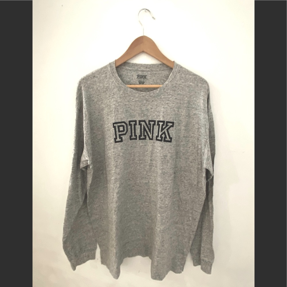 Victoria Secret Pink Gray Long Sleeve Tee Large